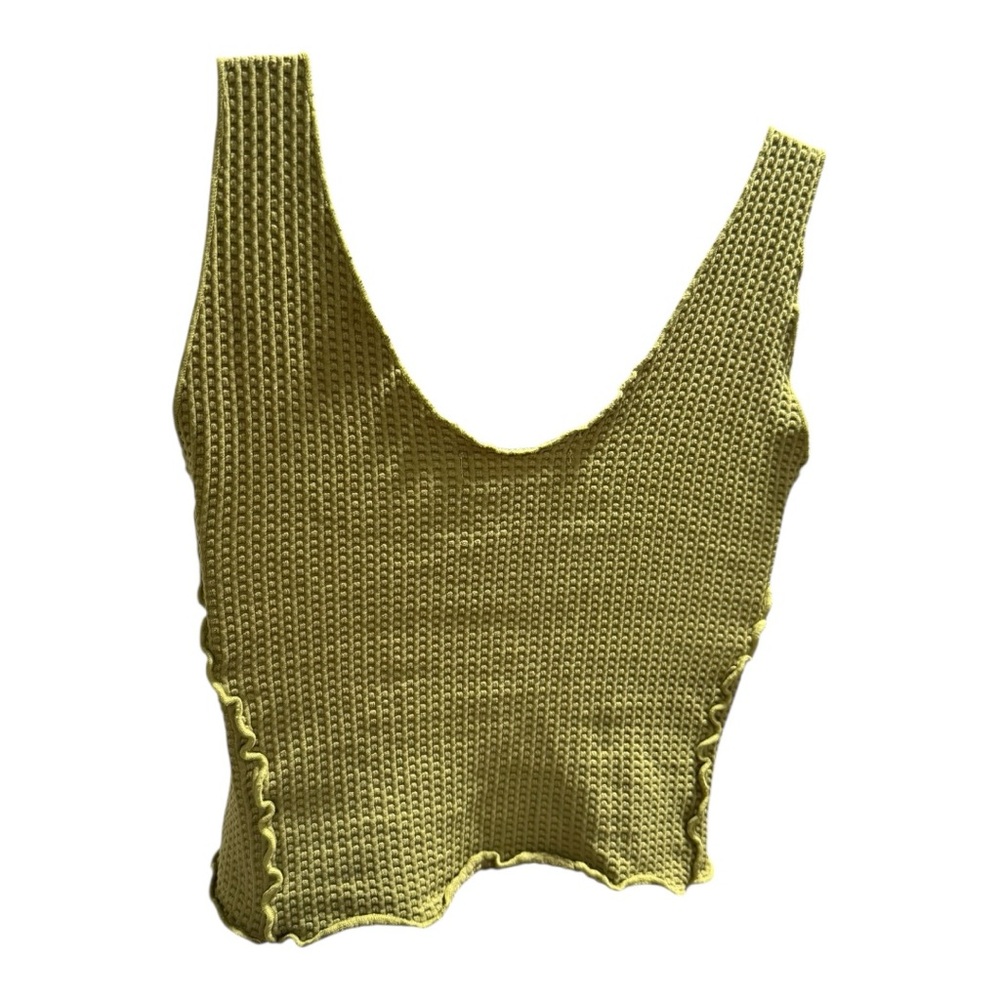 Green Ribbed Crop Tank Top - Picture 6 of 6
